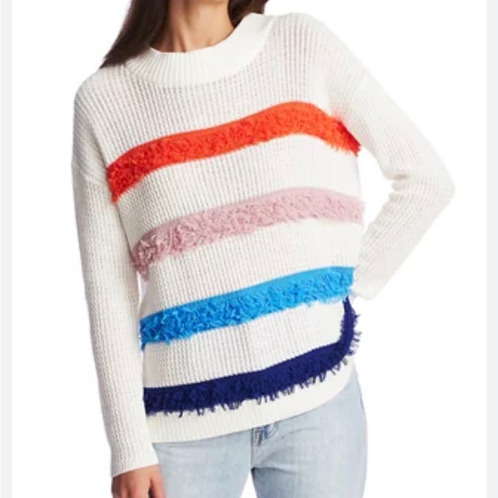 1. State Multicolor Stripe Eyelash Knit Sweater Size S